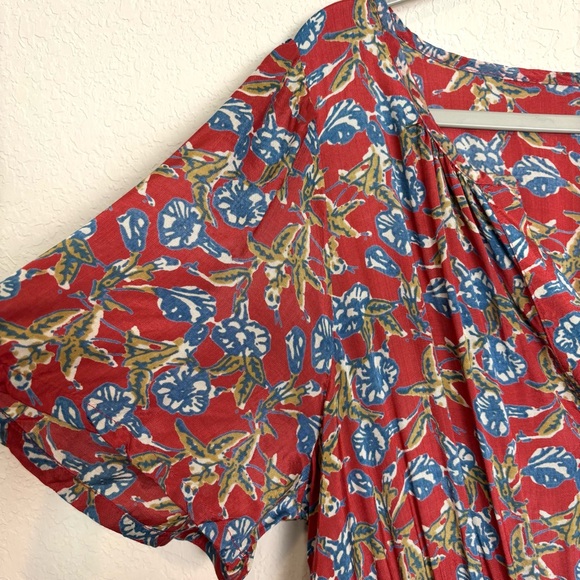 Natural Life Bella Red Blue Floral Maxi Dress Women’s Large Cottagecore Bohemian - Picture 5 of 14